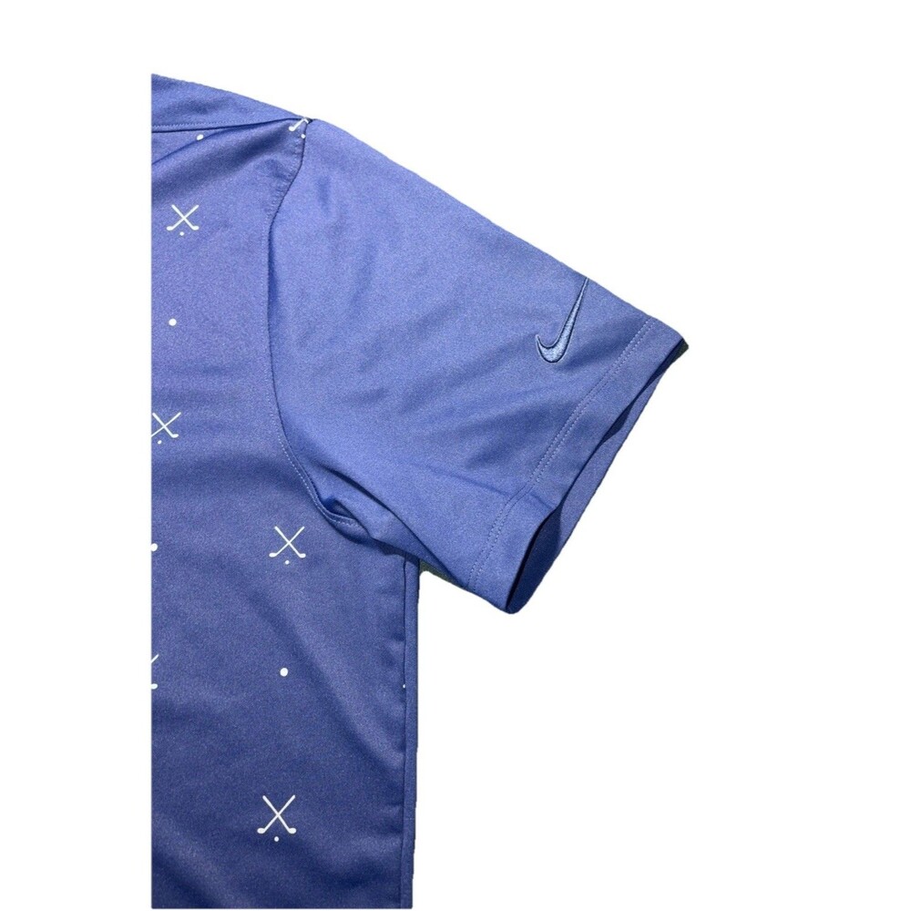 Nike Polo Shirt L Blue Men's Dri Fit Golf Club Print Short Sleeve Clean OOP - Picture 2 of 5